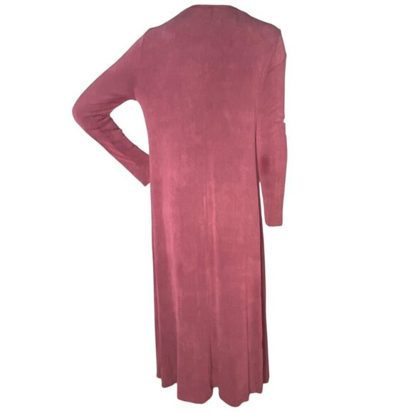Eileen Fisher Crewneck Long Sleeve Cupro Blend Midi Dress in Jam Sz S #275D - Picture 3 of 9